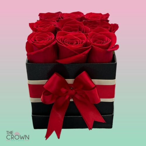 Cubo de 9 Rosas Rojas.