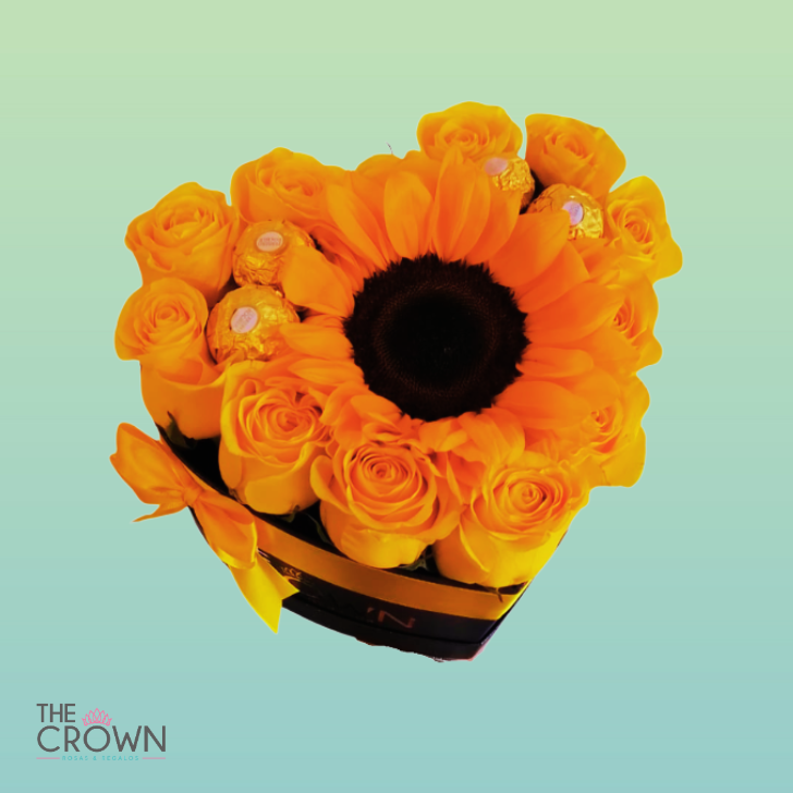 Corazon Rosas, Girasol y Bombones