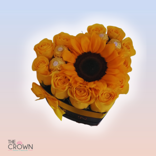 Corazon Rosas, Girasol y Bombones